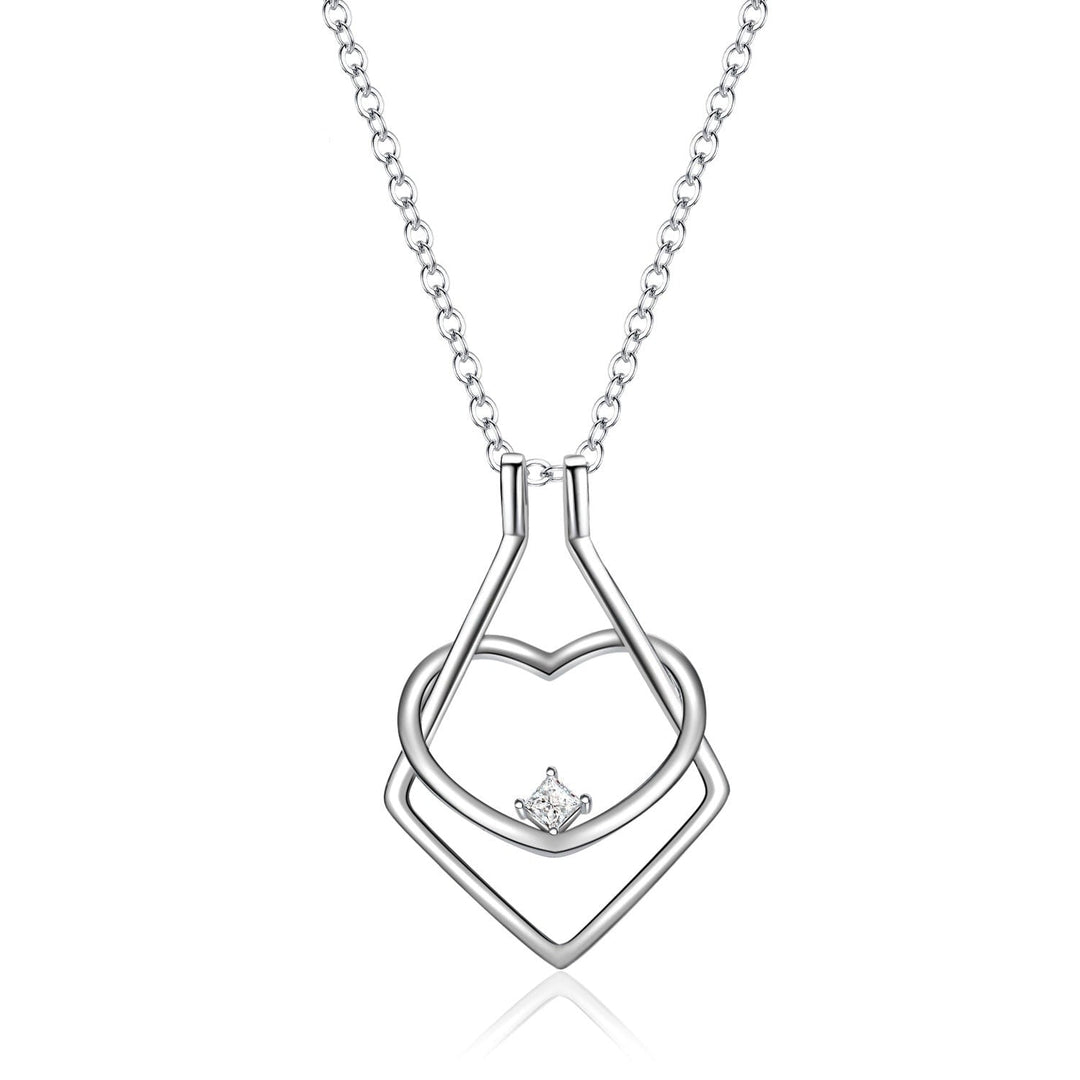Elegant sterling silver heart ring holder necklace with cubic zirconia, perfect functional jewelry for women.