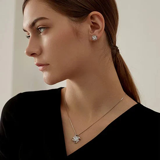 Women's elegant sterling silver love knot necklace, a beautiful and romantic jewelry gift to express timeless affection.