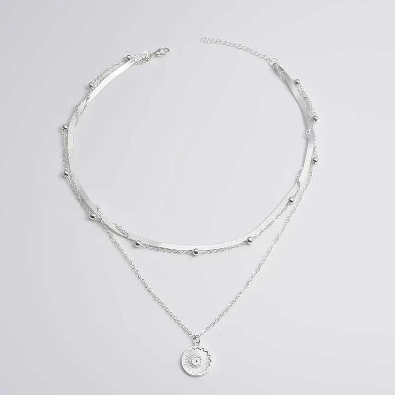 Dainty silver triple chain necklace, high-quality sterling silver jewelry for elegant women.