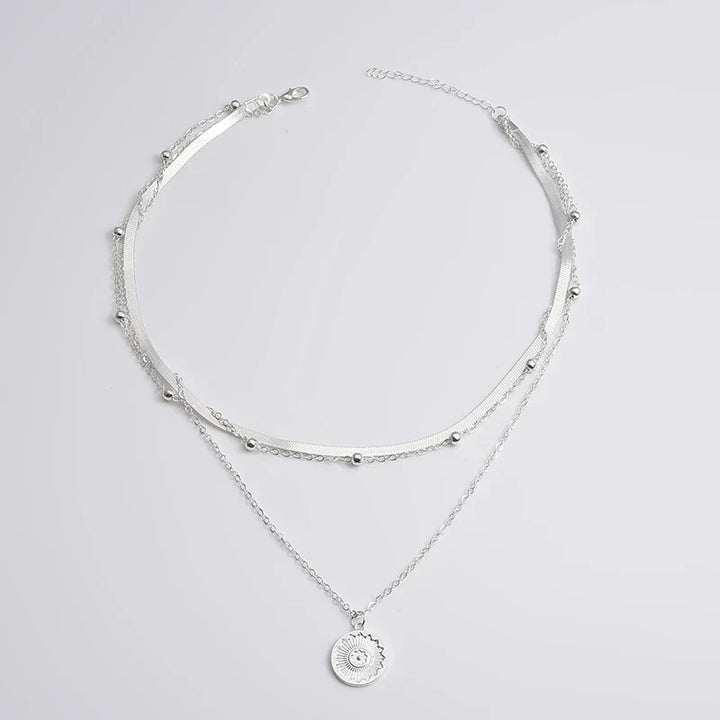 Dainty silver triple chain necklace, high-quality sterling silver jewelry for elegant women.