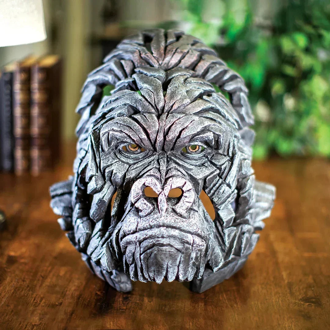 Elegant stone resin animal sculpture, hand-painted wildlife art for sophisticated home & office decor.