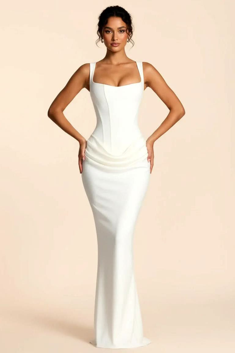 Elegant tailored midi dress for women, perfect for formal occasions & sophisticated fashion events.