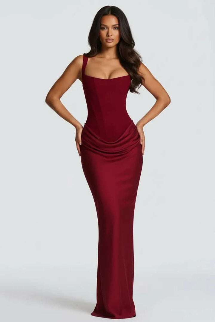 Sophisticated women's refined midi dress, tailored for elegant occasions and formal wear. A versatile choice.