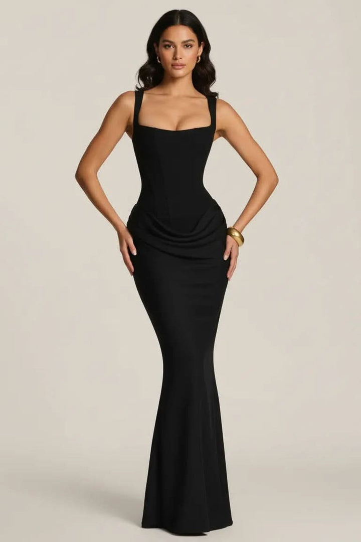 Women's elegant midi dress, tailored for formal occasions, perfect wedding guest or party wear.