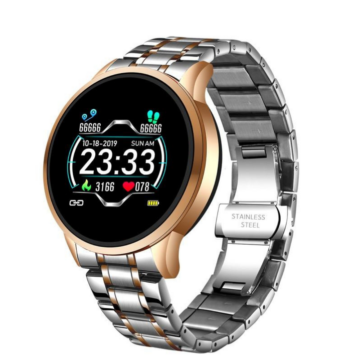 Unisex TimelessTrack smartwatch tracking fitness, steps, and heart rate. A stylish health companion.