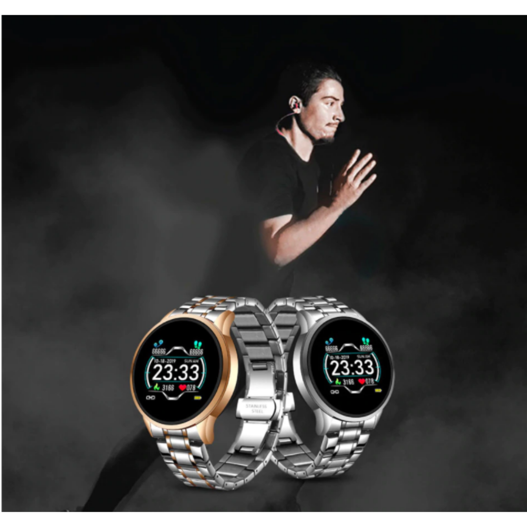 Unisex TimelessTrack smartwatch on a wrist, perfect for everyday wear. Blends classic style with smart tech.