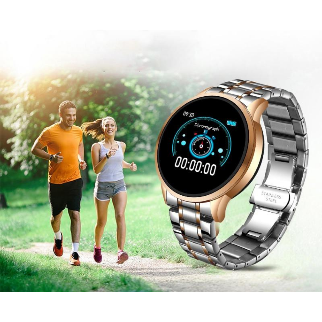 TimelessTrack smartwatch in a gift box. A perfect elegant tech gift for men & women with advanced features.