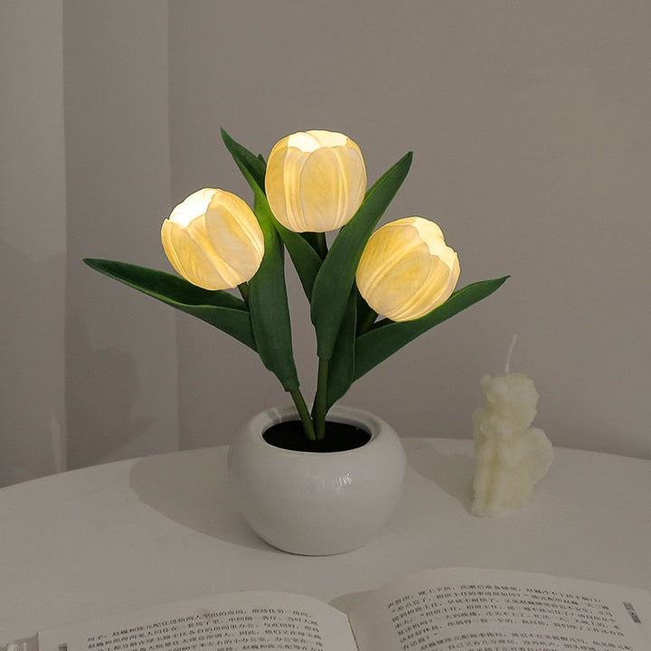 Artistic tulip flower night lamp, offering gentle LED illumination for any living space.