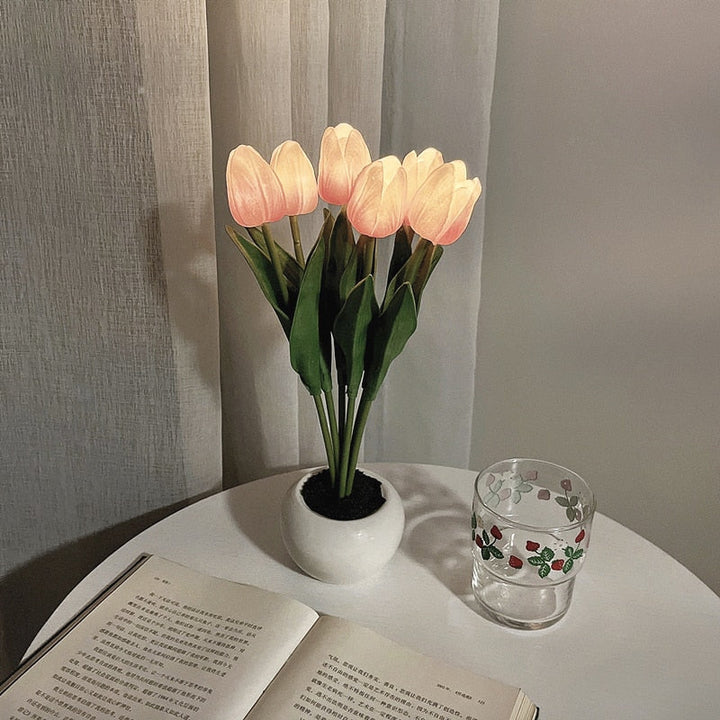 Charming flower decor tulip LED night light, a delightful addition to your home lighting.
