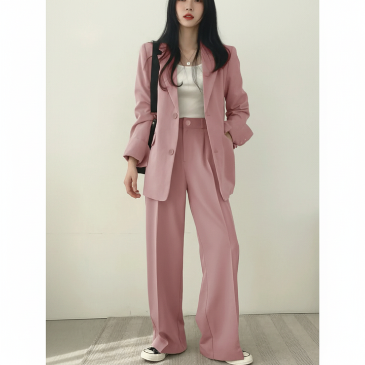 Fashionable women's two-piece suit set, combining professional business attire with comfortable casual wear