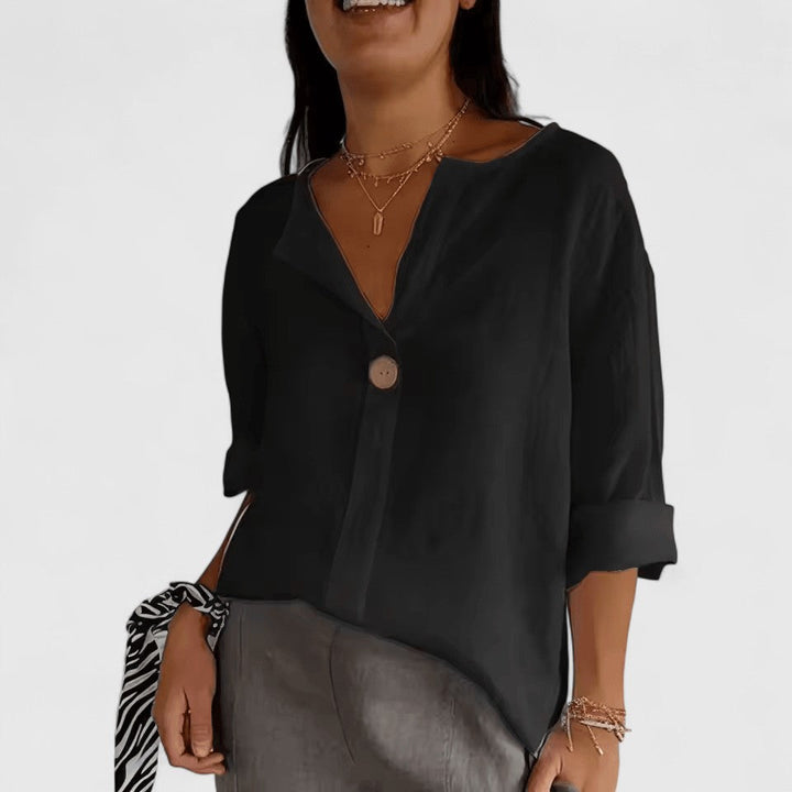 Elegant V-neck knot blouse for women, perfect for summer comfort and chic everyday wear.