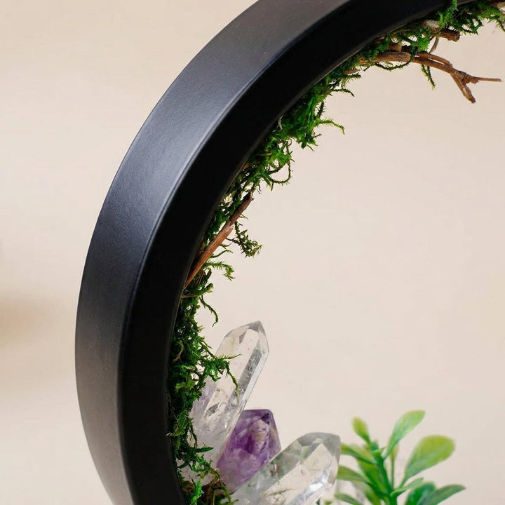 Decorative Verdalis ambient lamp featuring sparkling crystal lights & lush greenery accents.