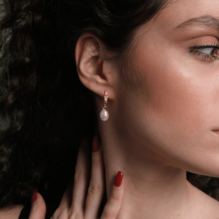 Vivienne natural pearl drop earrings, gold-plated 925 sterling silver. A beautiful, spiritual gift for her.