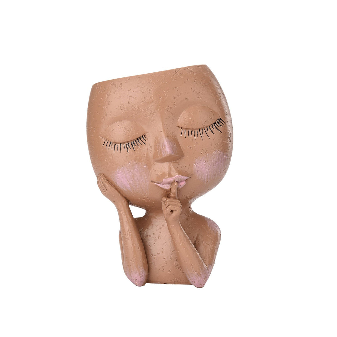 Artistic white resin goddess head planter, perfect for adding a touch of mythical decor to any indoor or outdoor space.