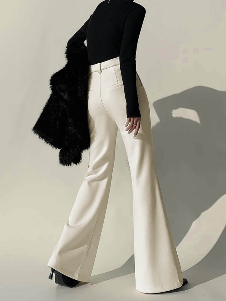 Women's Amara white high-waist wide-leg trousers, a chic and versatile pant for both elegant casual and professional looks.
