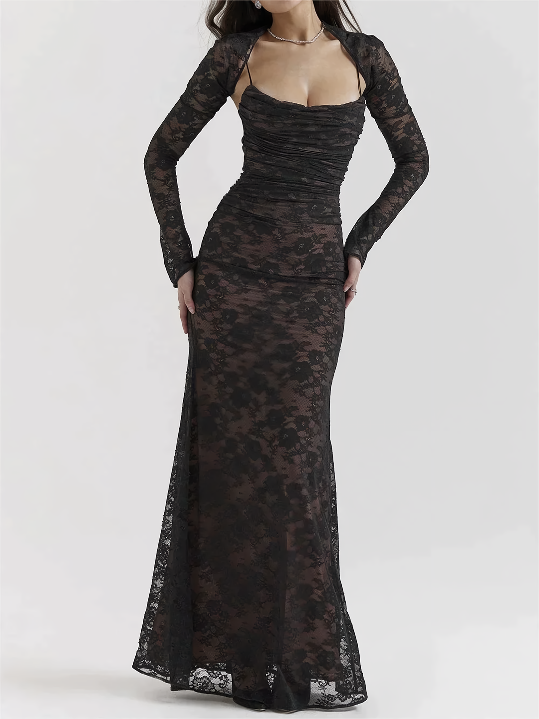 Elegant white lace maxi dress for women, perfect for summer parties, evening events, and timeless style.