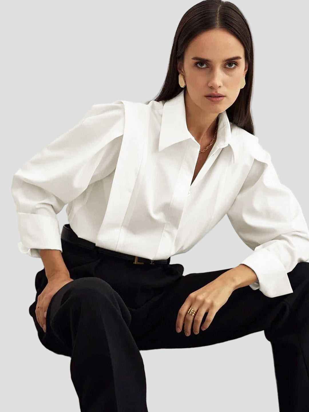 Burgundy long sleeve square neck button down shirt for women, versatile and chic.
