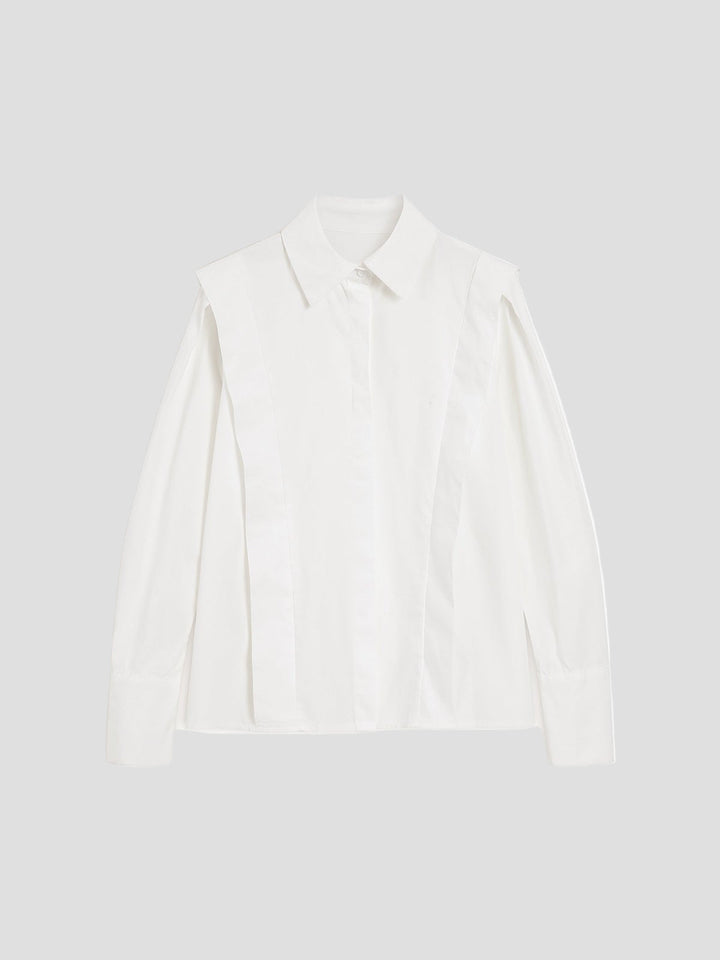 Chic ladies square neck long sleeve button down blouse, sophisticated and comfortable.