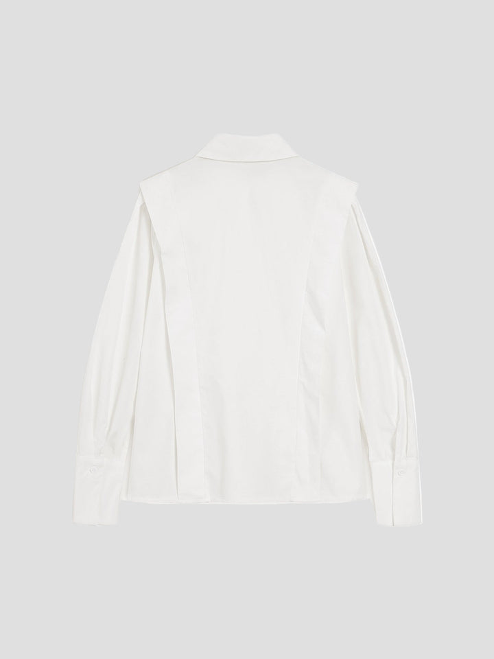Elegant women's button down shirt with square neck, suitable for office and casual wear.