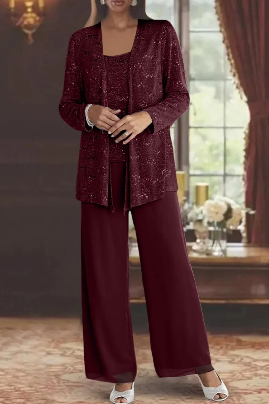 Elegant women's 3-piece formal evening set, perfect party outfit for special events.