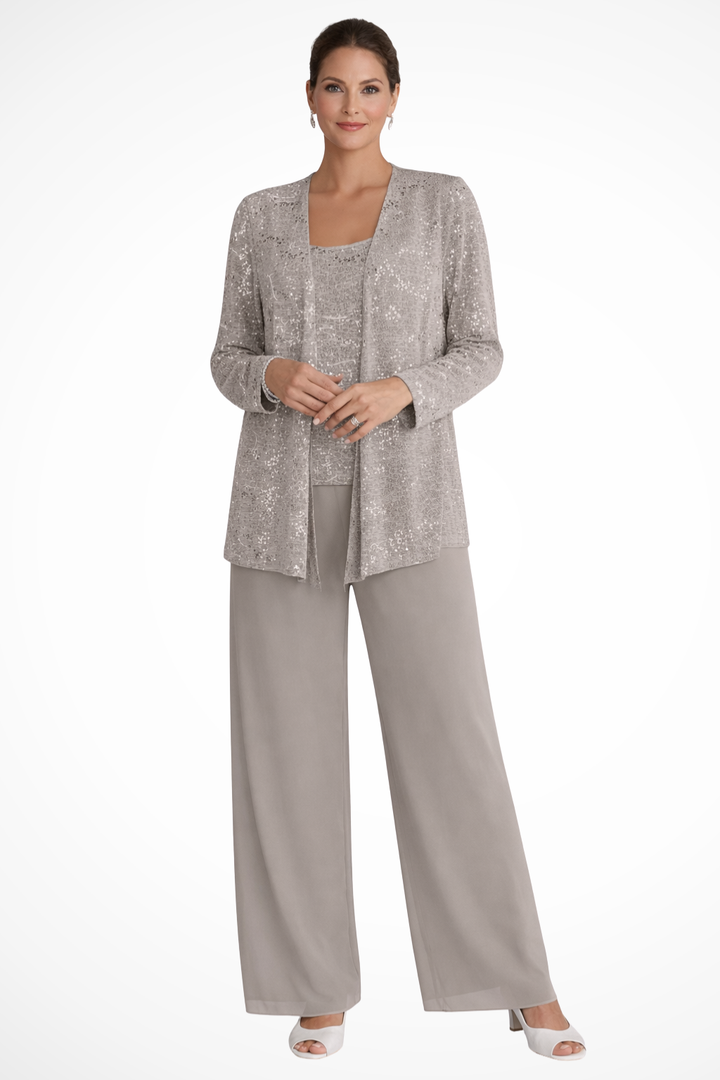 Complete women's elegant 3-piece formal evening set, sophisticated and party-ready.