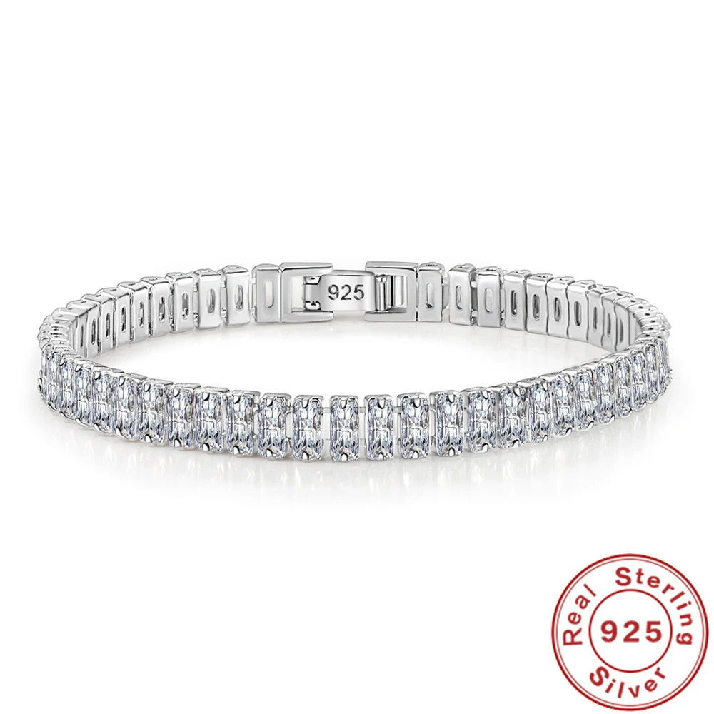 Dazzling 925 sterling silver women's bracelet adorned with brilliant crystals, a beautiful fine jewelry accessory.
