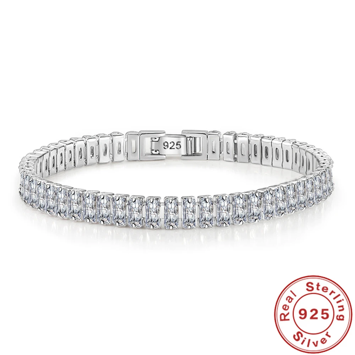 Dazzling 925 sterling silver women's bracelet adorned with brilliant crystals, a beautiful fine jewelry accessory.