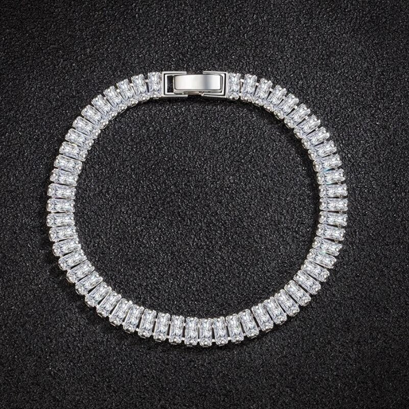 High-quality women's 925 sterling silver bracelet, exquisitely set with sparkling crystals, a fine jewelry piece.