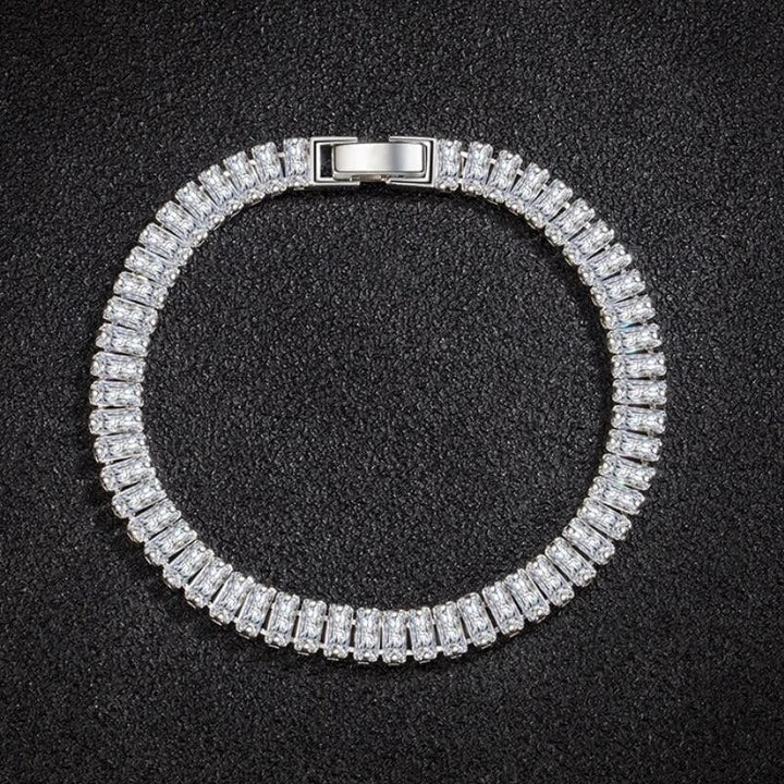 High-quality women's 925 sterling silver bracelet, exquisitely set with sparkling crystals, a fine jewelry piece.
