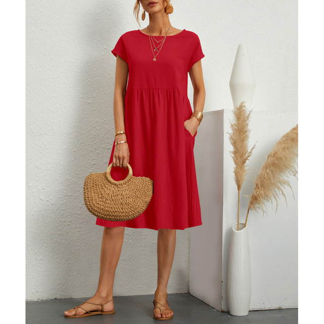 Stunning women's evening A-line midi dress, Elise style. Elegant short sleeve design for a sophisticated look.