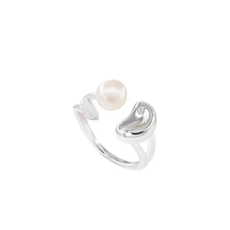 Elegant women's adjustable ring with a unique pearl tree design & natural freshwater pearls. Silver finish.