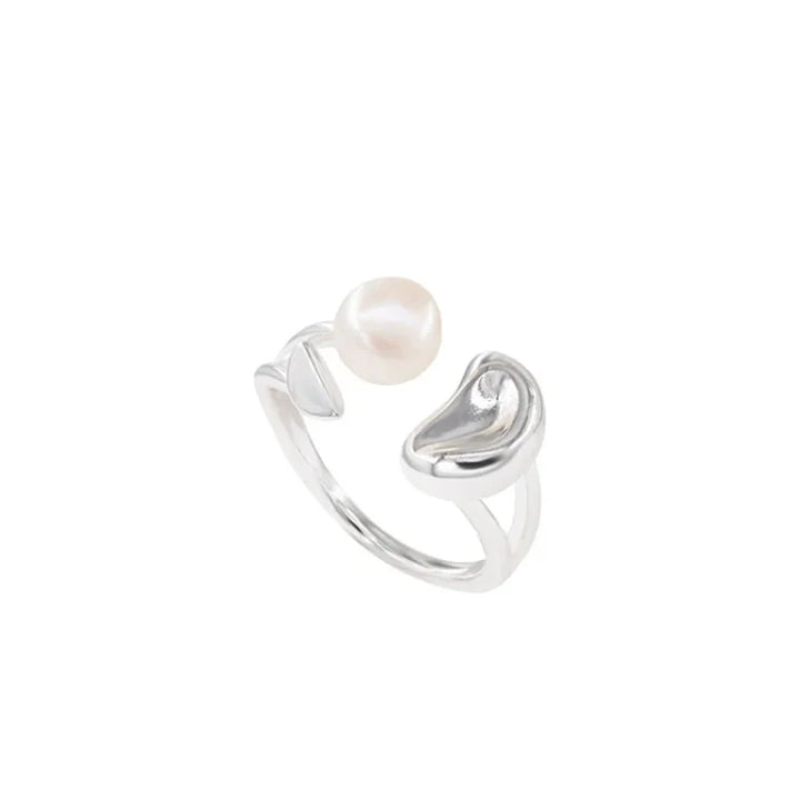Elegant women's adjustable ring with a unique pearl tree design & natural freshwater pearls. Silver finish.