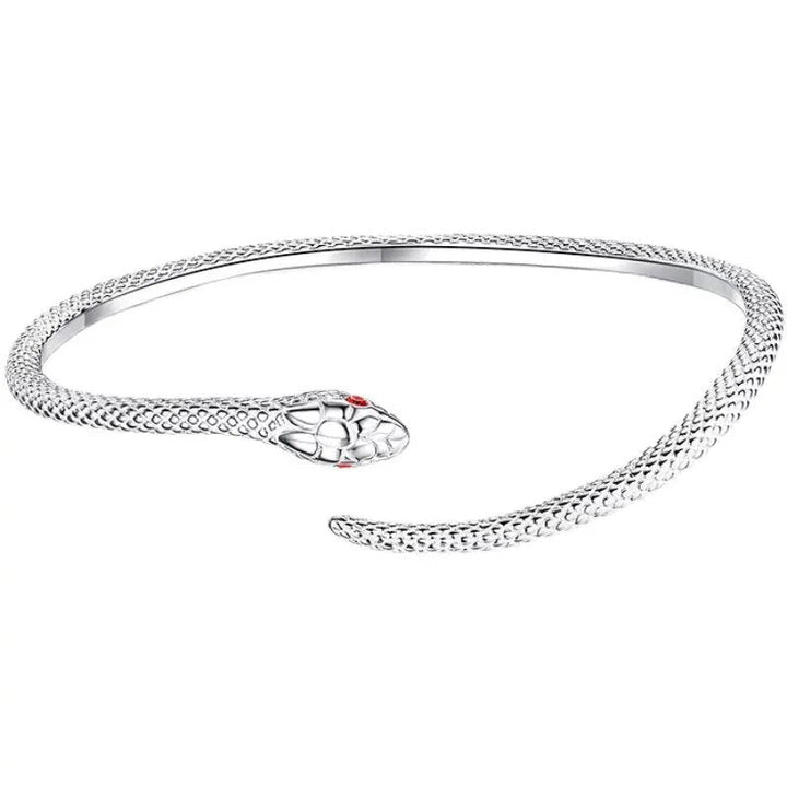 Fashionable women's adjustable sterling silver snake bracelet, perfect for any outfit or occasion.