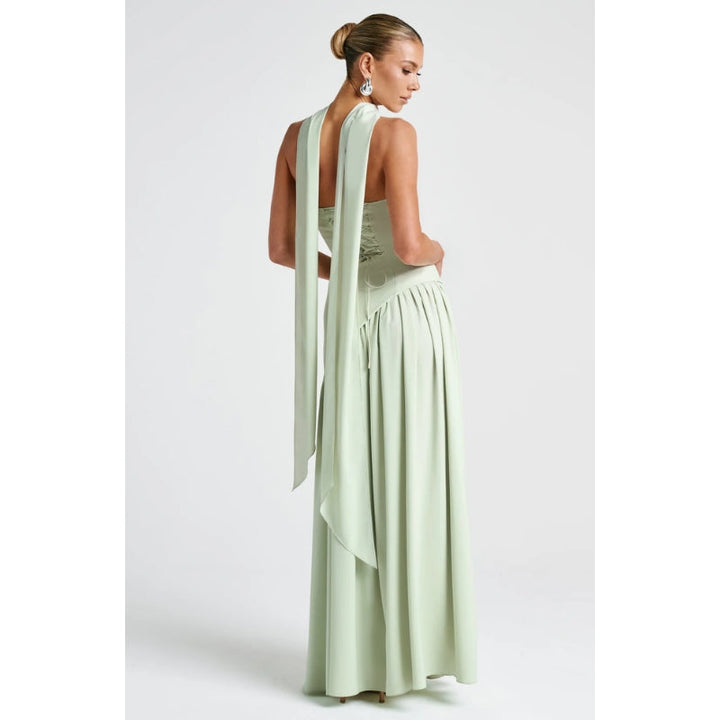 Elegant women's strapless asymmetric midi dress with flattering silhouette, ideal for summer parties.