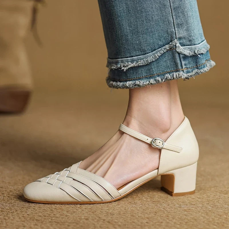 Elegant Women's Avora Block Heels with secure ankle strap, perfect for parties & dress occasions.