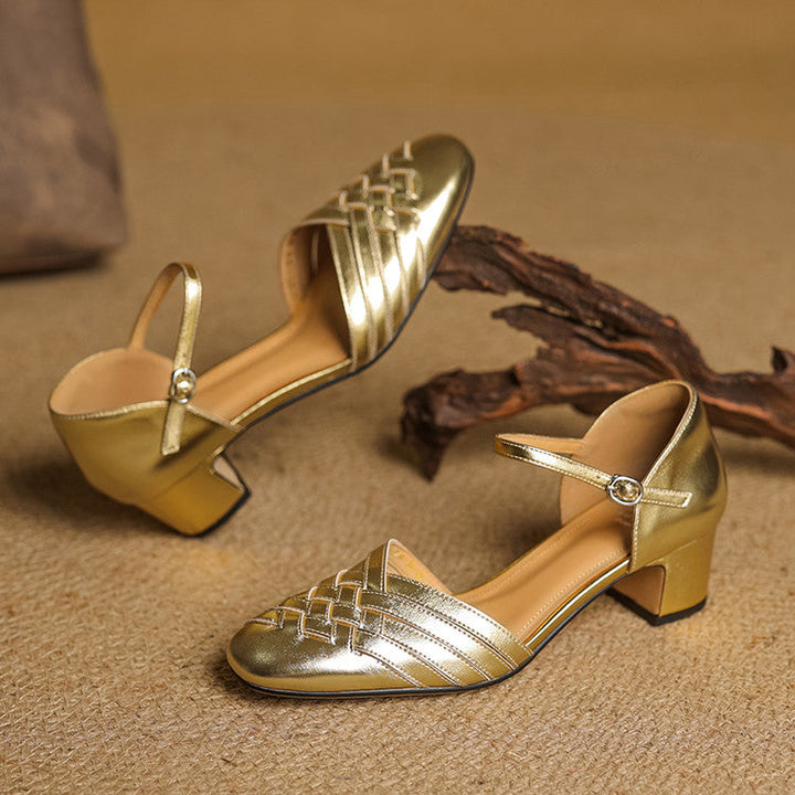 Padded footbed detail on Avora elegant block heels for supreme walking comfort.