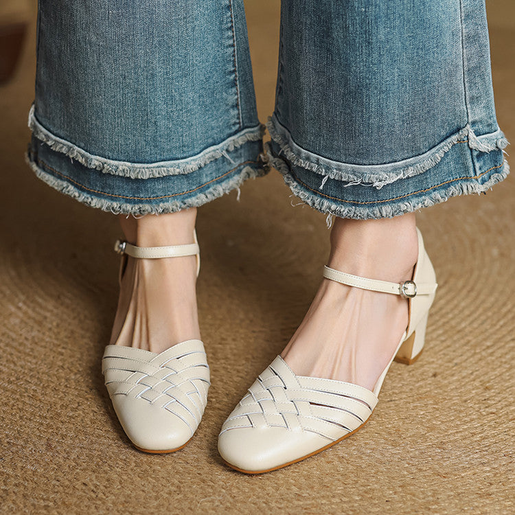 Full view of Women's Avora Elegant Block Heels, ideal for stylish women seeking comfort.