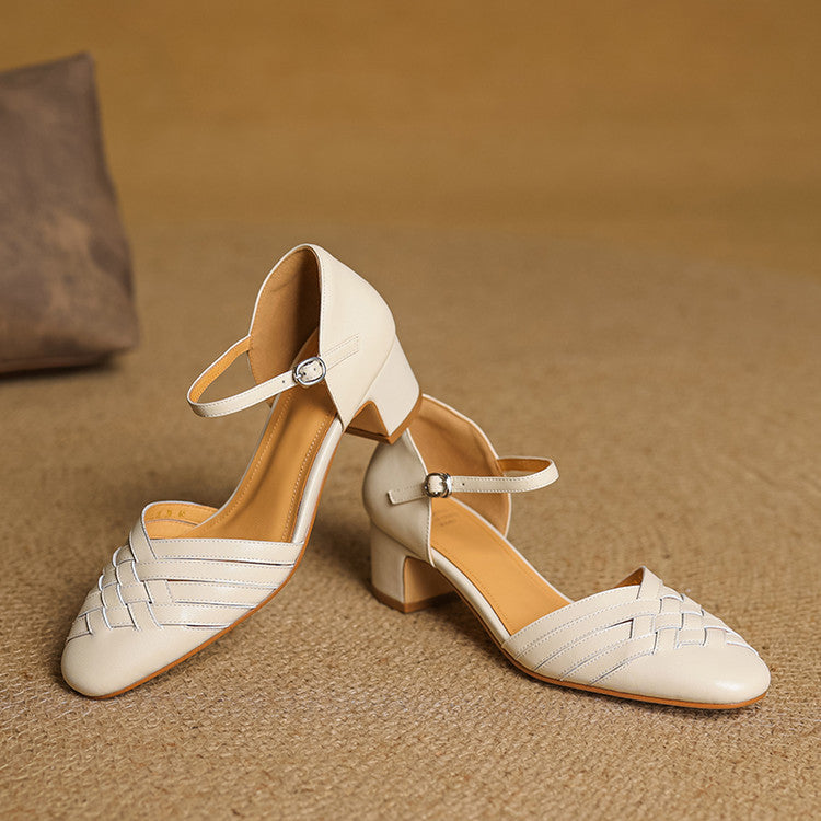 Comfortable Avora Block Heels for women featuring a padded footbed & stable heel.