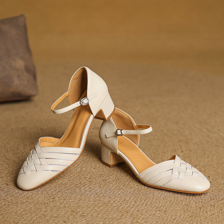 Comfortable Avora Block Heels for women featuring a padded footbed & stable heel.
