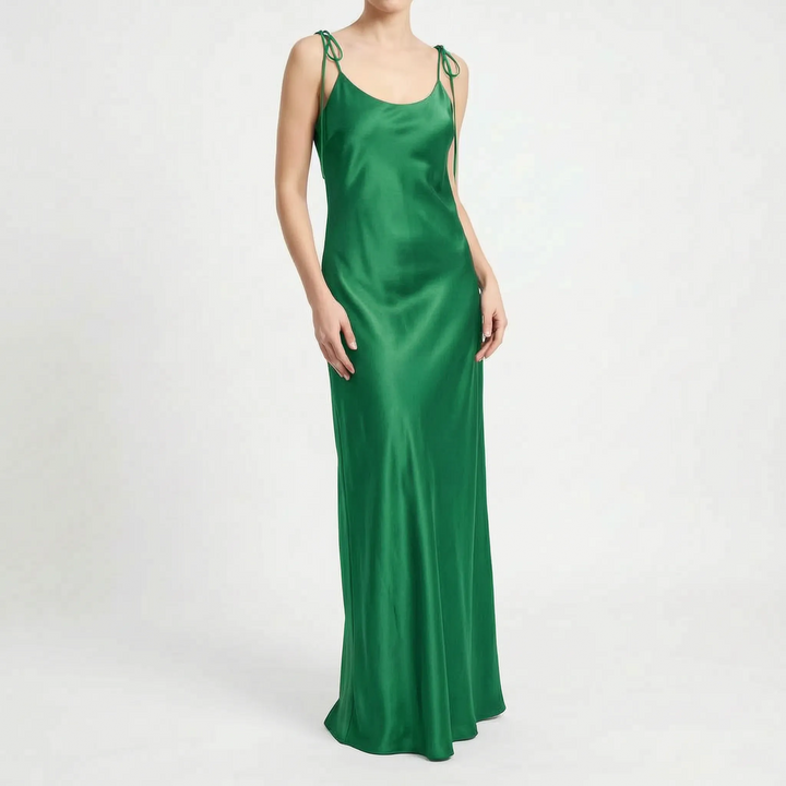 Comfortable yet elegant backless maxi slip dress for women, perfect for summer nights & formal parties.