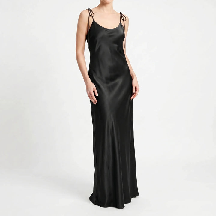 Versatile women's backless slip dress, a stylish floor-length gown for evening, formal or summer party wear.