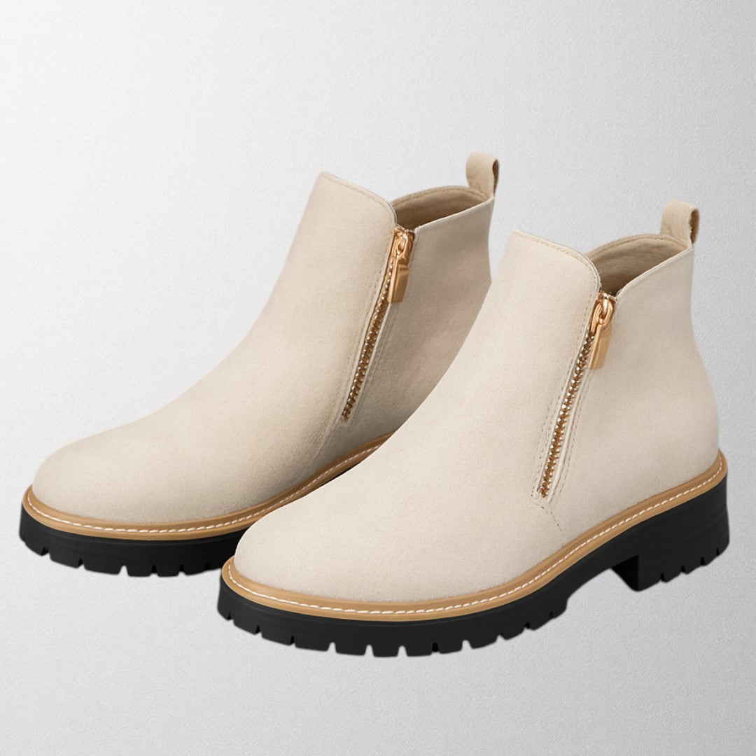 Professional women's round toe shoes with sleek side zip, elevating your office and evening look.