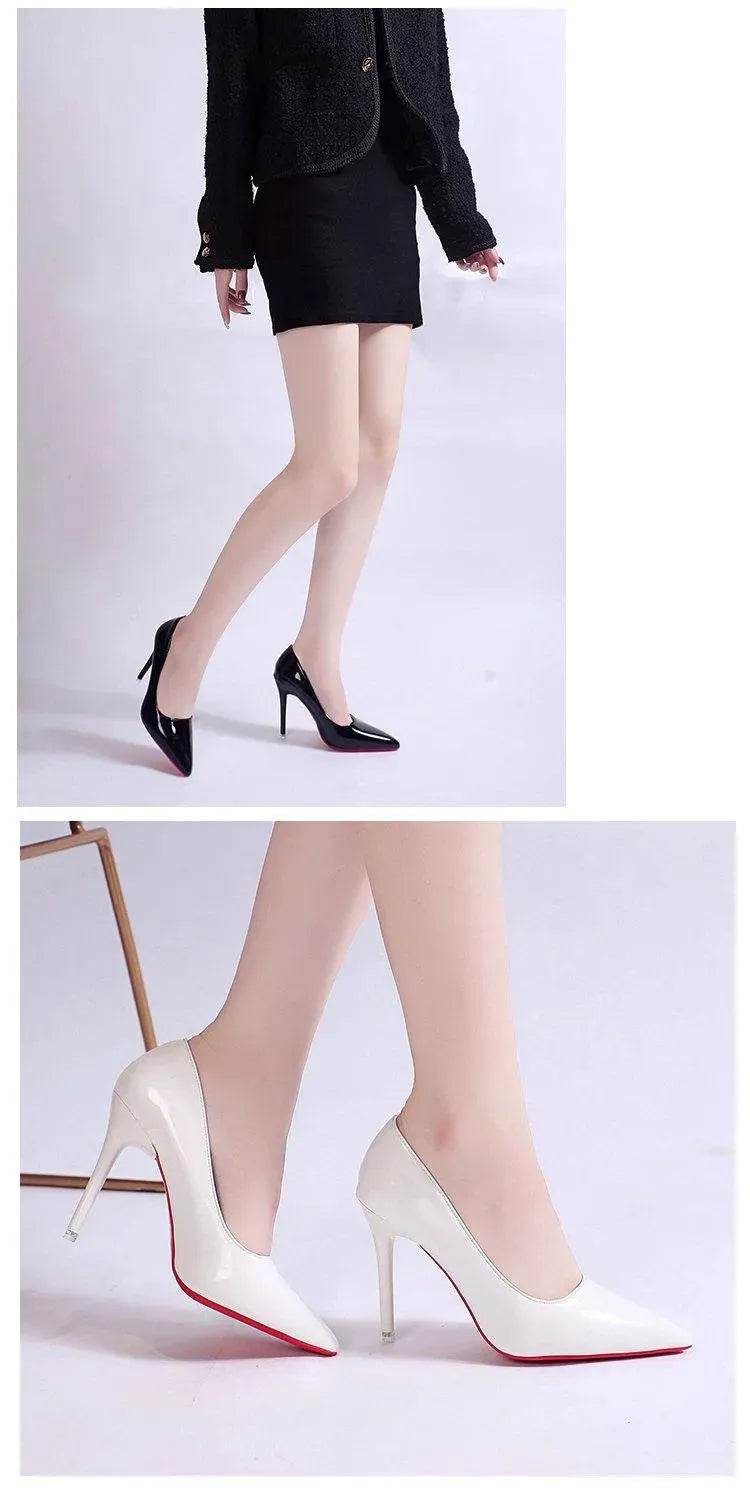 Classic black stiletto pumps, women's elegant pointed-toe heels for timeless formal fashion.