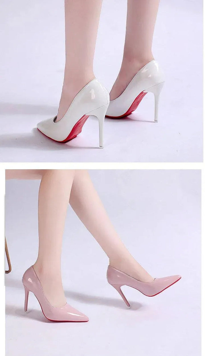Party-ready pink stiletto pumps, elegant women's pointed-toe heels for festive occasions.