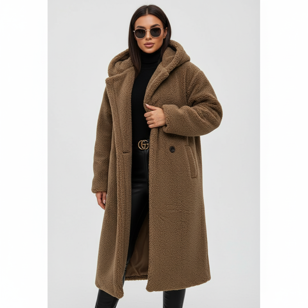 Fashionable women's trench coat with a belted waist, offering an adjustable and flattering look