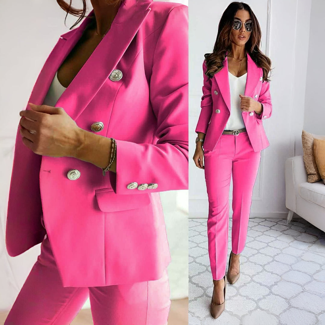 Professional women's blazer & skirt matching set, business attire for the office. Elegant & sophisticated style.