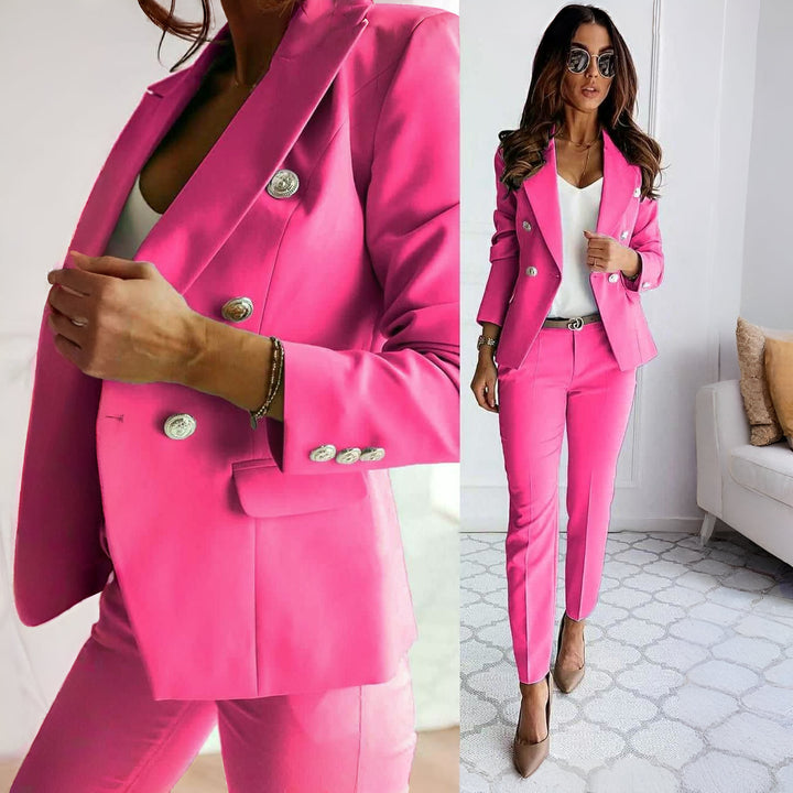 Professional women's blazer & skirt matching set, business attire for the office. Elegant & sophisticated style.