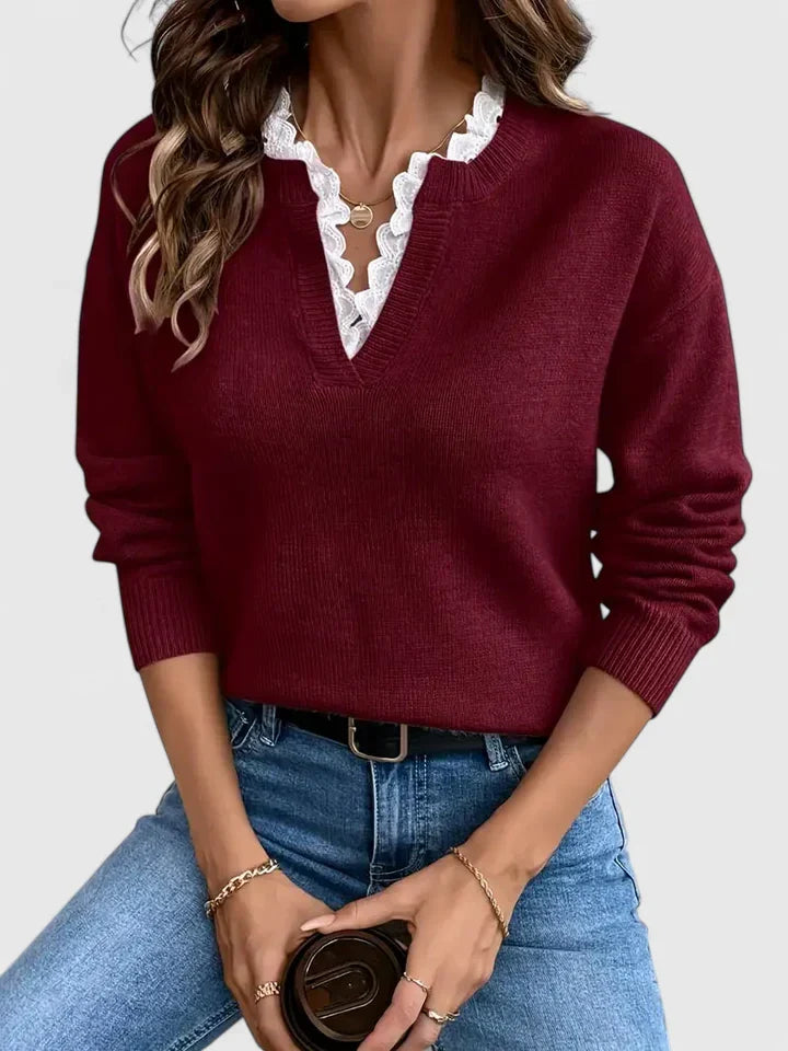 Women's elegant top featuring intricate lace detailing and a flattering style for both comfort and sophistication.