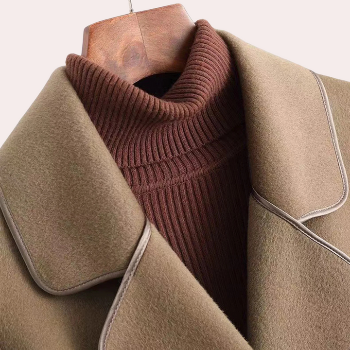 Versatile women's elegant belted jacket with a tailored fit, suitable for formal office fashion & casual wear.