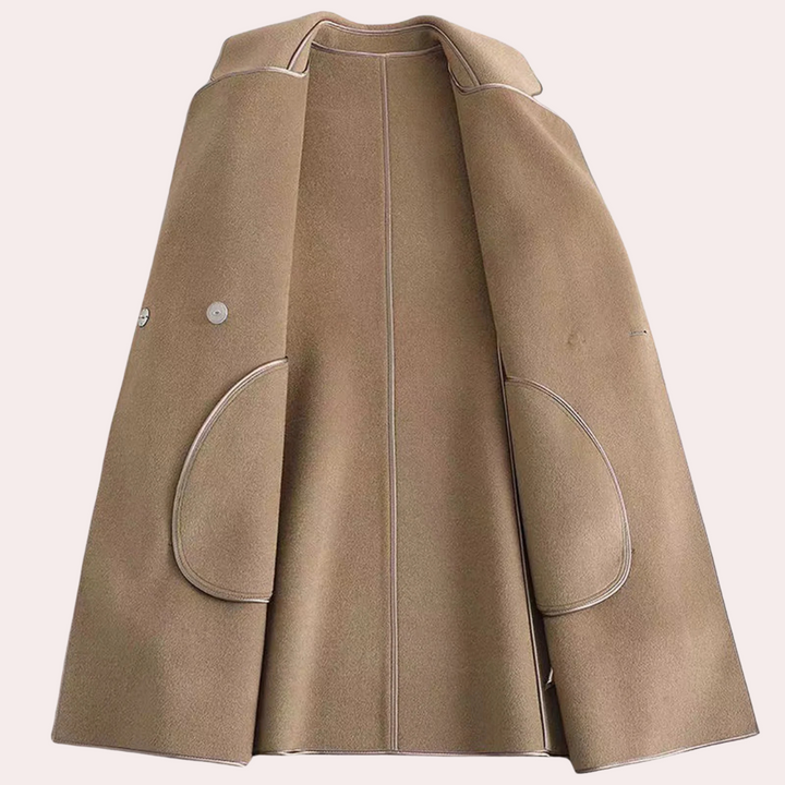 Stylish brown belted jacket for women. A chic, tailored piece perfect for versatile formal or casual looks.